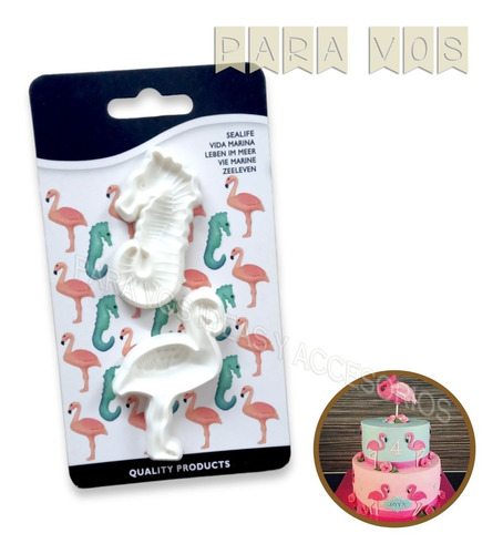 Cortantes Marcador Flamenco Caballitos De Mar X2 Fondant 