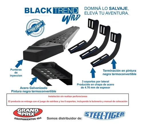 Estribos Steeltiger Blacktrend Negro Para Frontier 2022 2025