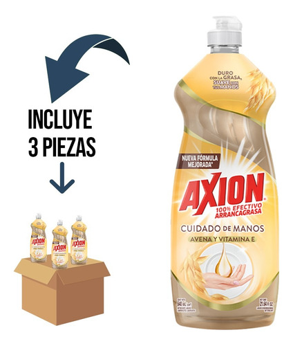 3 Pz Axion Lavatrastes Avena Y Vitamina E 640 ml