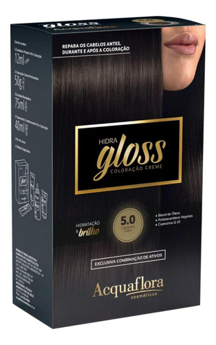 Coloração Creme Acquaflora Kit Hidra Gloss 5.0 Castanho