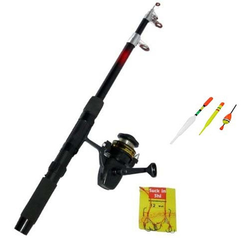 Caña De Pescar Set De Pesca Boyas + Anzuelo + Reel + Tanza