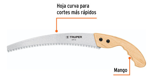 Serrucho De Poda 12 Hoja Curva 6 Dpp, Mango Madera, Truper