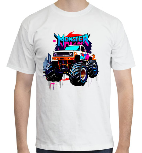 Playera Con Diseño Monster Trucks - Colorido