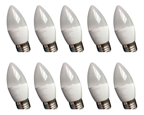 Pack X10 Lámparas Led Foco Tipo Vela 5w Cálida E27 Yark Rex Luz Blanco Cálido