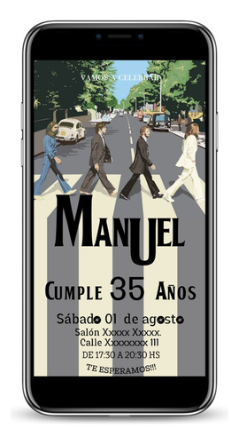 Invitación Digital The Beatles Perzonalizadas