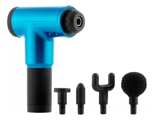 Pistola De Masajes 4 Cabezales Intercambiables Batería Color Azul