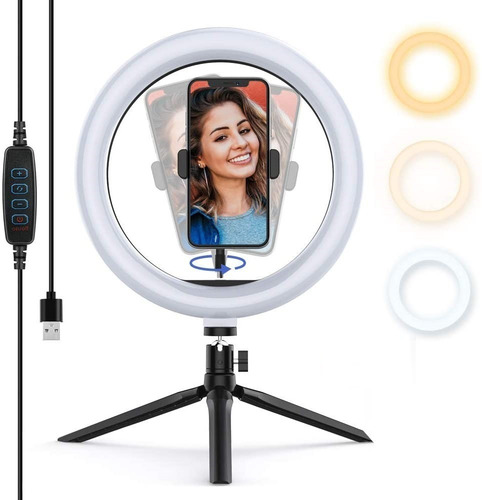 Tripode Celular  Aro Led Maquillaje Profesional Anillo 26 Cm