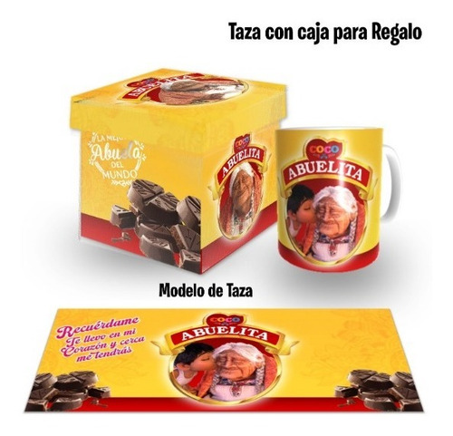 Taza Y Caja Para Regalo, Chocolate Para Abuelita Coco +envio