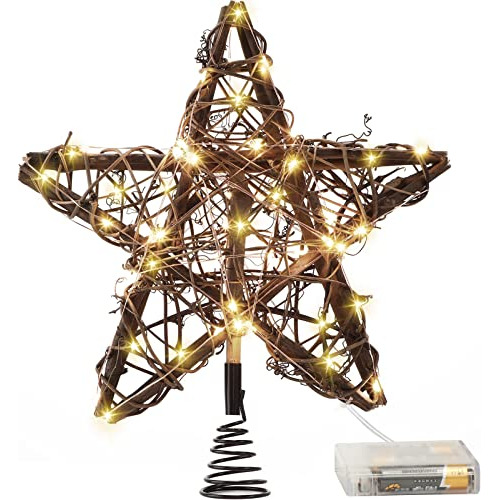 Estrella De Árbol De Navidad Luces Led Cálidas Incorp...