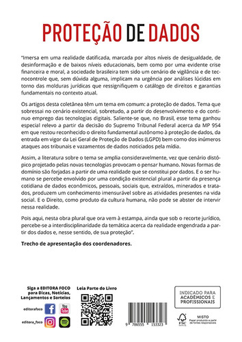PROTEÇÃO DE DADOS: TEMAS CONTROVERTIDOS - 1ª ED - 2021, de Redecker, Ana Claudia. Editorial Editora Foco Jurídico Ltda, capa mole em português, 2021