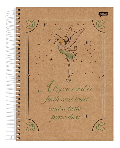 Caderno 10x1 Capa Dura Tinker Bell Kraft 160fls. Pct.c/04