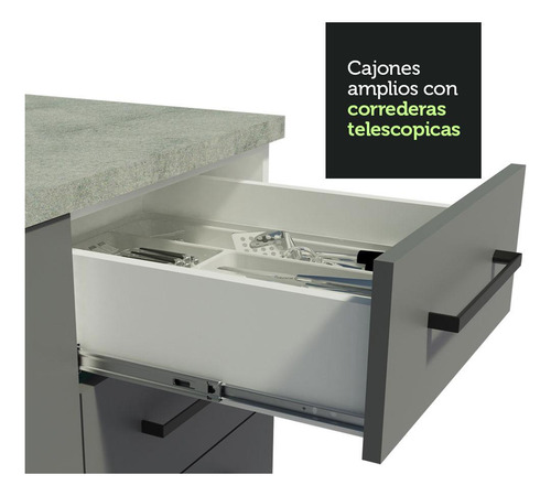 Madesa Agata Cocina Completa 180002 C Armá Balc S Color Blanco y Gris Bci Top