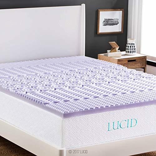 Lucid 2-inch 5-zone Lavender Memory Foam Mattress Topper -