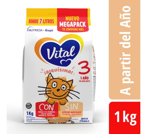 Imagen 2 de 4 de Leche En Polvo Vital 3 Pouch Bolsa De 1kg