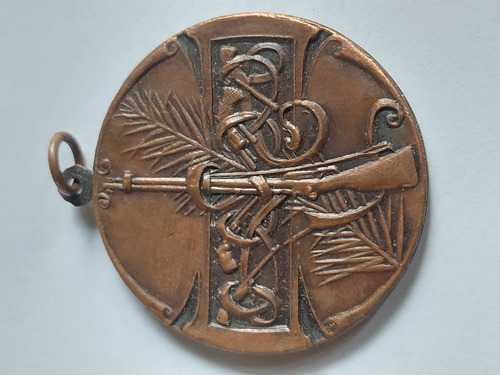 Medalla Tiro Federal Argentino Cobre Esmaltado Art Nouveau 