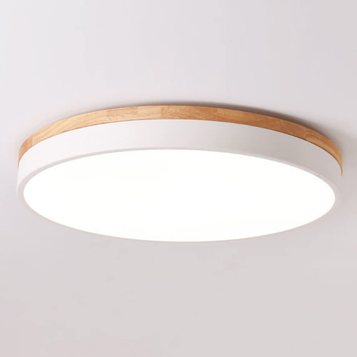 Lámpara Led De Madera Regulable, 5 Temperaturas, Redonda Par