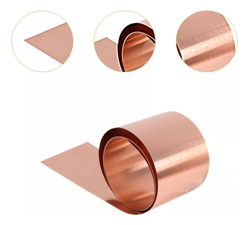 Hoja De Cobre Cobre Puro 1m Fácil De Cortar Placa De 0,2 Mm