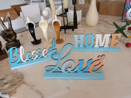 Letrero Mdf Decorativo. Love, Blessed, Home.