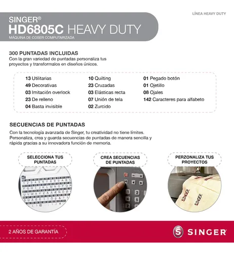 Máquina De Coser Singer Heavy Duty Hd6805c Computarizada
