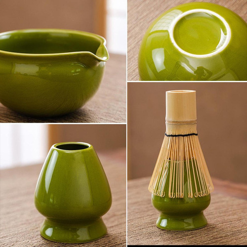 4pcs Set Matcha, Cuchara Japonesa De , Regalo Verde Profundo