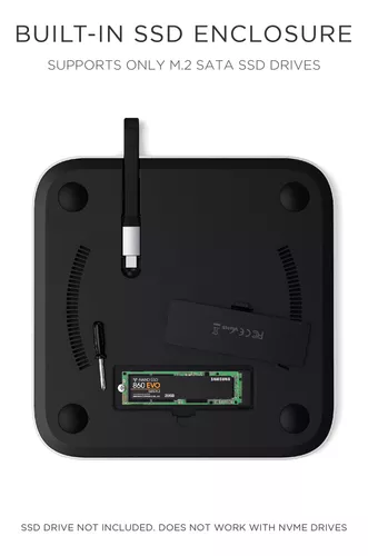 SATECHI Soporte de concentrador tipo C con carcasa SSD SATA M.2 - Se adapta  a lectores de tarjetas Micro/SD, puertos USB, conector para auriculares