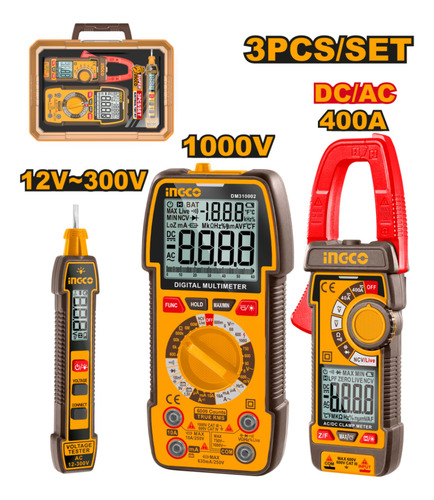 Kit Multímetro, Pinza Amp Y Detector De Corriente Ingco