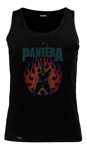Camiseta Esqueleto Pantera Guitarra Banda Rock Sbo