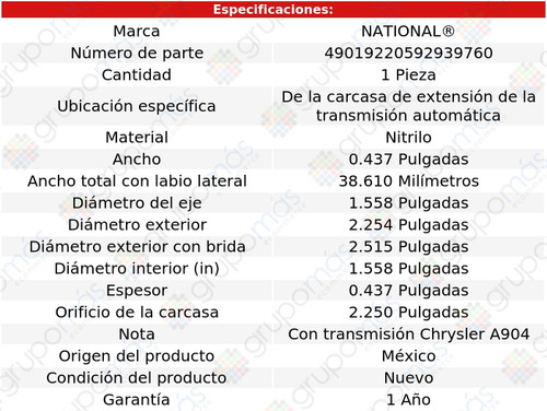 Retén Carcasa Extensión T/ A National B100 Van 1971_1972