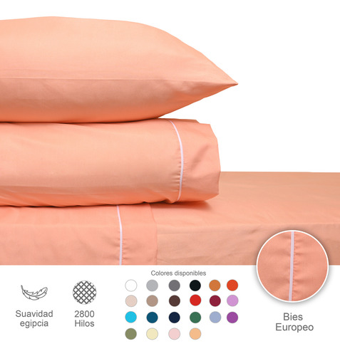 Sábanas King Size 2800 Hilos Extra Suave Premium Lisa Nature Peach Fuzz Liso