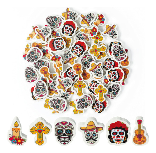 60 Piezas Fiesta Mexicana Día De Muertos Mini Borrador...