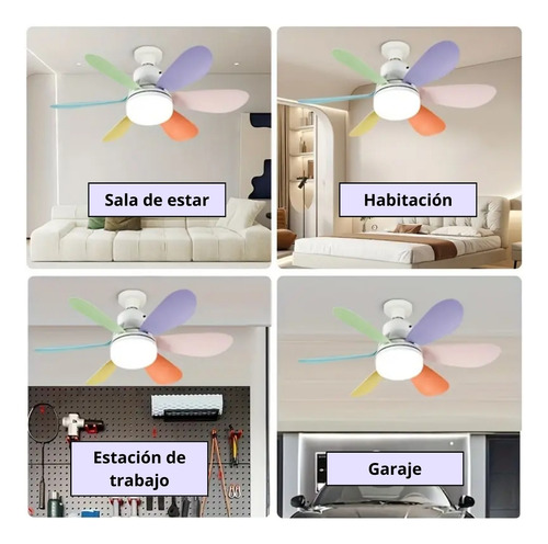 2 Piezas Ventilador Techo Abanico Luz Led 3 Tonos C/control