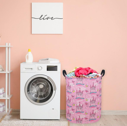 Cesto Para La Ropa Essme Pink, Cesto Para Niñas Plegable De
