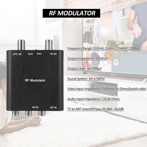 Adaptador Modulador De Sinal Av Vhf System Rf Com Vídeo