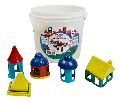 Blocos Montar Castelo 48 Peças Brinquedo Educativo Criança