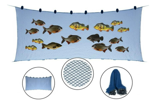 Arrastão P/ Despesca Lambari Malha 2cm 30m Comp 3m Altura Azul