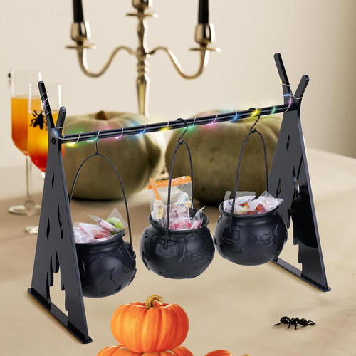 Mini Juego De Caldero De Bruja De Halloween Con Luces Led Y 