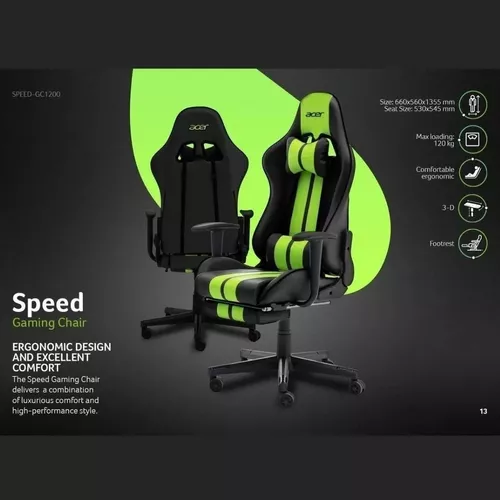 ACER Sillon Gamer Escritorio Acer Sporty Reclinable Giratoria Ergonomica  ACER