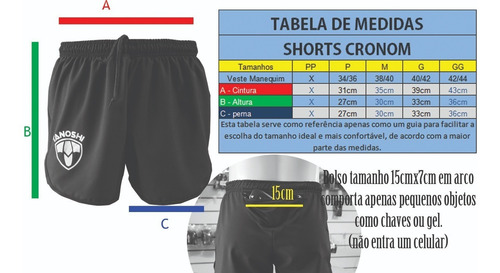 Shorts Corrida Masculino Cronom Tanoshi Preta Com Bolso
