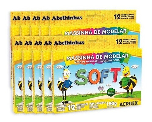 Massinha Masa De Modelar Soft - 10 Caixas Com 12 Und Em Cada