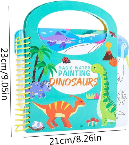 Libro Para Pintar Al Agua Niños Montessori Dinosaurios