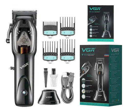 Máquina Vgr V-653 Motor 9000rpm Carbono Recargable Usb Negro