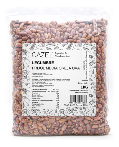 Frijol Media Oreja Uva 1kg