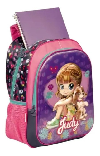 Mochila Escolar Judy 18x Cachorrinho 3d Costas Tam G Sestini Cor Violeta