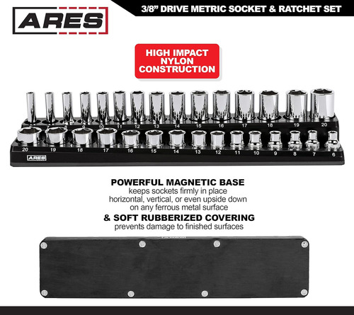 Ares 47004-juego De Llaves Métricas De 3/8 Pulgadas Y Trinqu