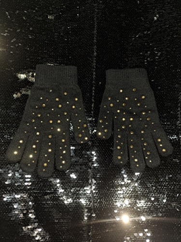 Guantes H&m Original Brillantes Negros Invierno Nuevos