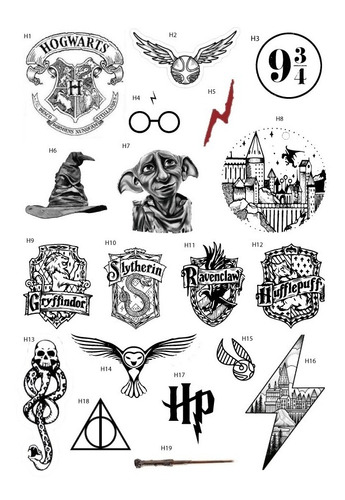 Imagen 1 de 2 de Tatuajes Temporales Tattoo Harry Potter Halloween Disfraz