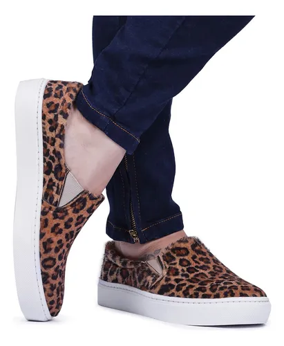 Tenis Feminino Barato Slip On Shoes Atacado Oncinha Moderna