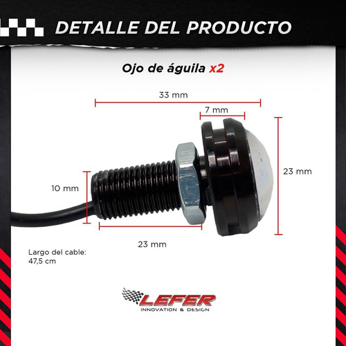 Imagen 2 de 5 de Kit Ojo De Aguila 9w Con Lupa Luz Led Cob Rojo X2