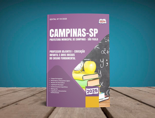 Apostila Campinas Sp 2025 - Professor Adjunto I - Educação Infantil E Anos Iniciais Do Ensino Fundamental - Editora Opção