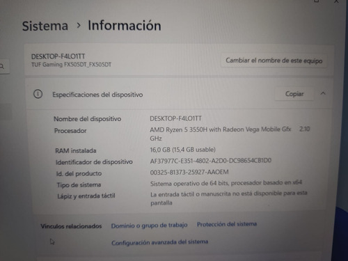 Notebook Gamer Asus Tuf Gaming Fx505 Gtx 1650 512gb (Usado)